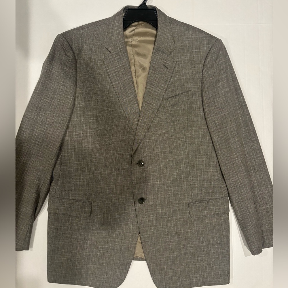 Armani Collezioni Executive Blazer Mens 46L Tan 2 Button Wool Silk Blend Italy